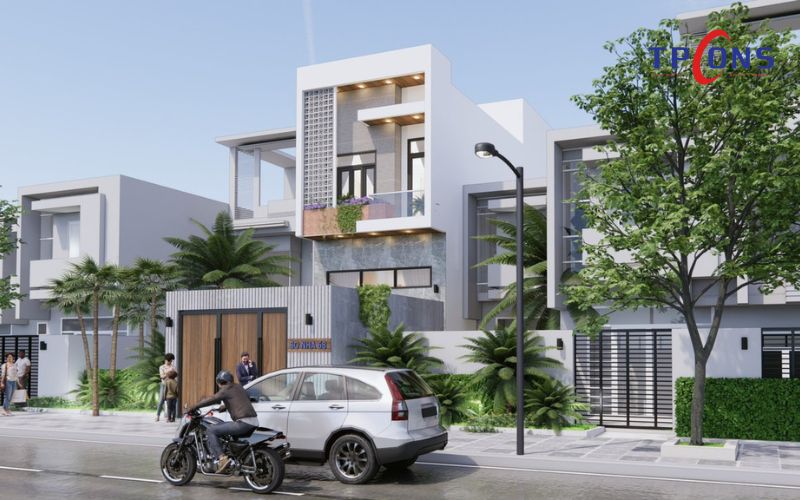 Nhà phố hiện đại được thiết kế 2 tầng, với lối kiến trúc hiện đại